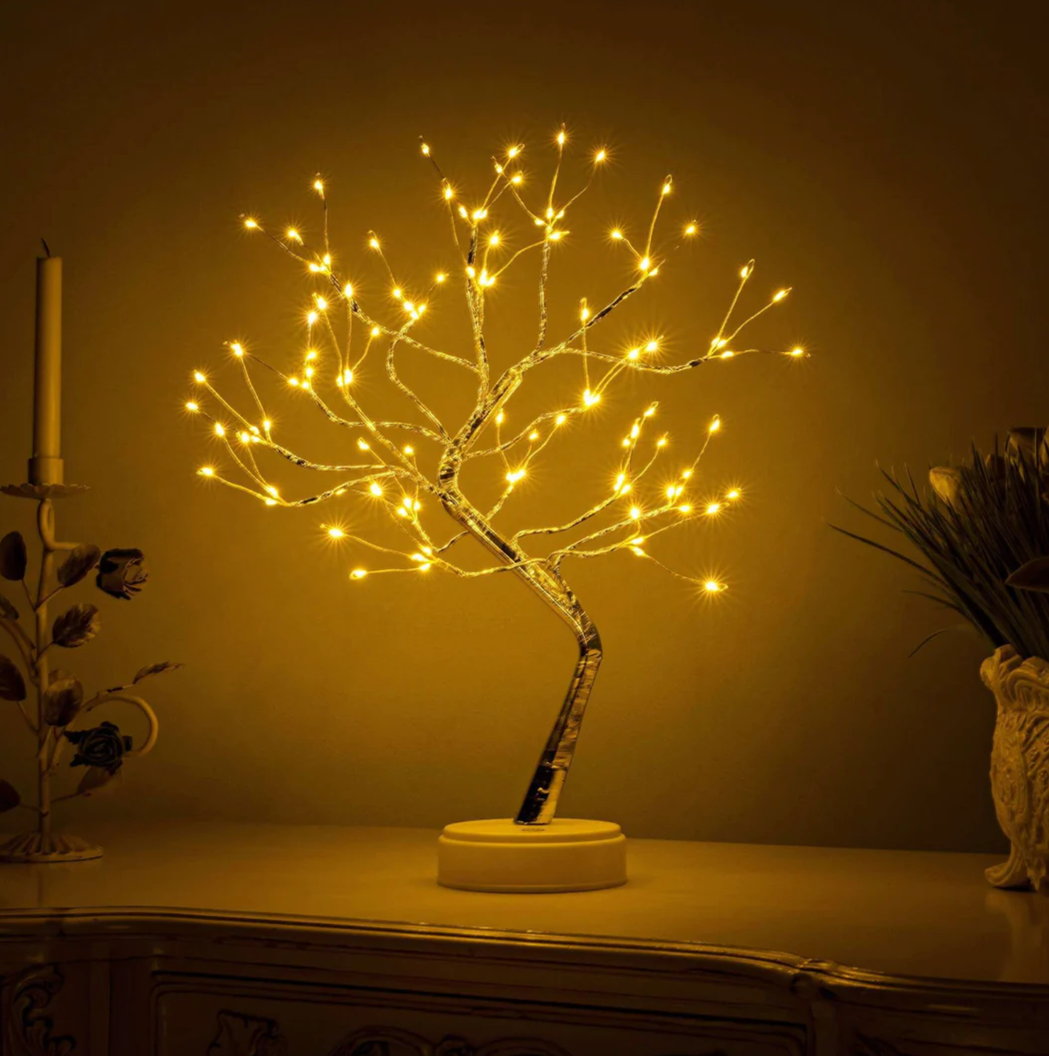 Oplaadbare Tafellamp Boom met Flexibele Takken - Draadloze LED Nachttafel Leeslamp