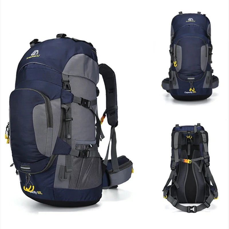 Zaino da 60L impermeabile per esterni – Ampio zaino in nylon con scomparti organizzati
