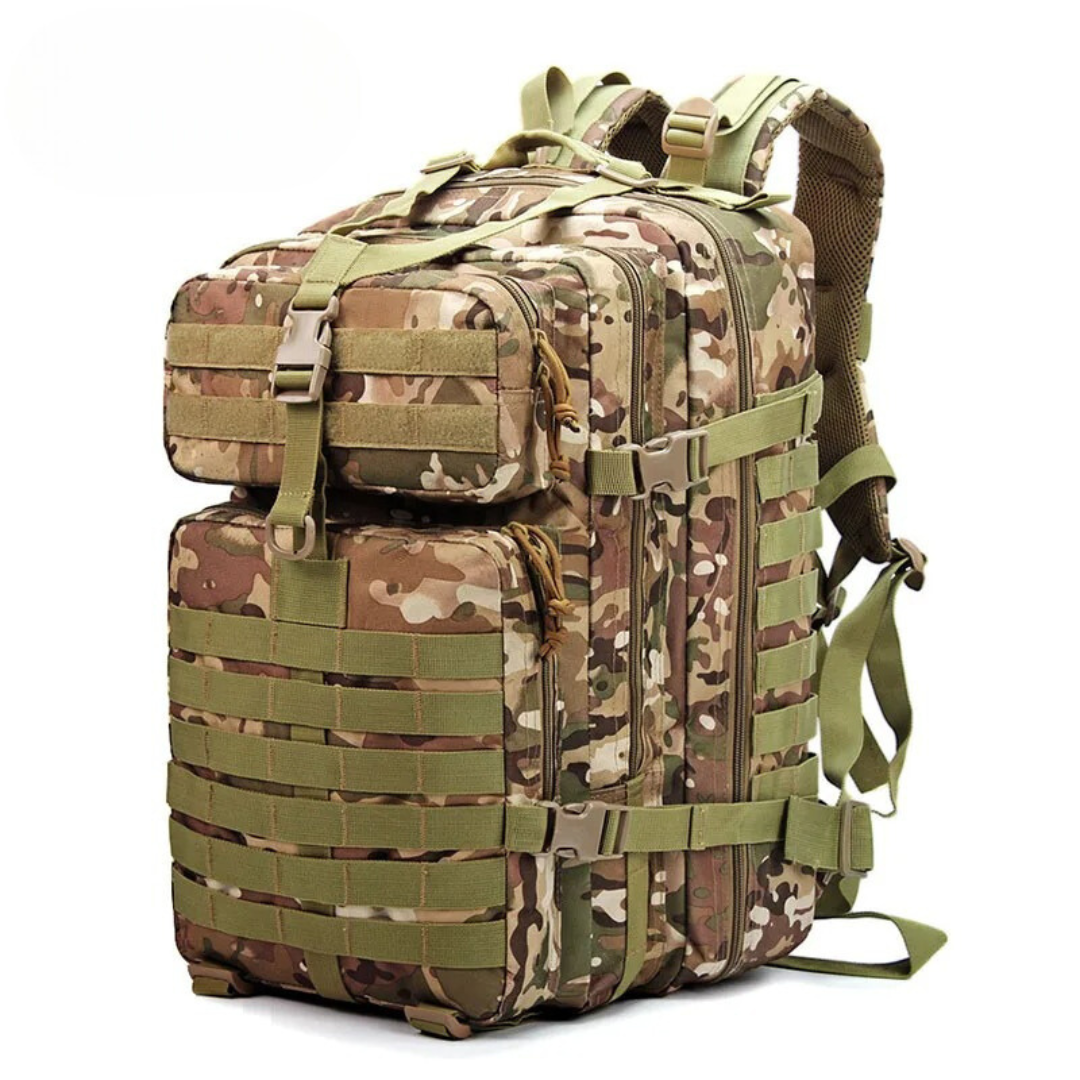 Zaino tattico militare impermeabile 50L – Zaino da esterno con scomparto antifurto e 14 tasche – Nylon verde militare
