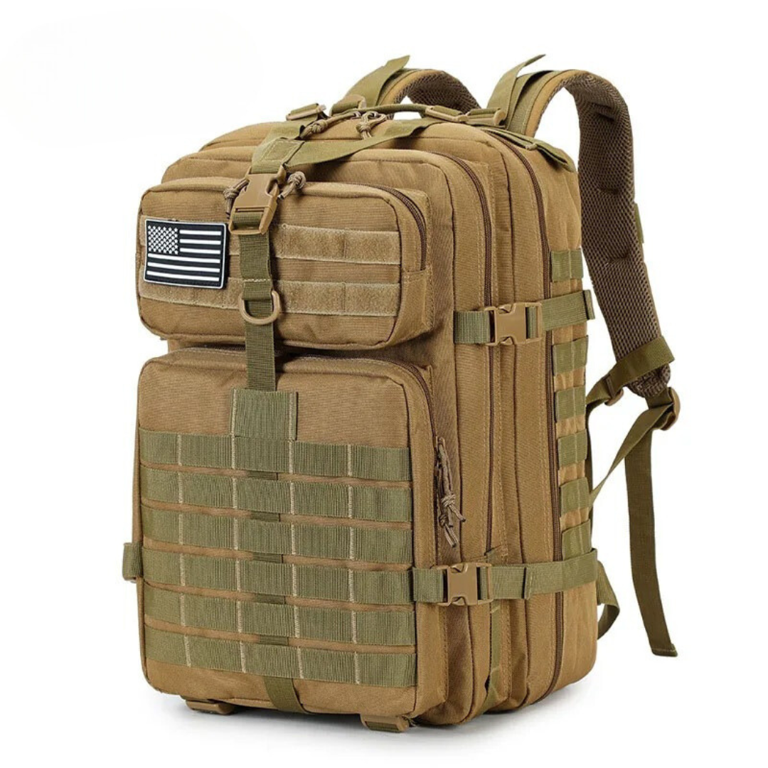 Zaino tattico militare impermeabile 50L – Zaino da esterno con scomparto antifurto e 14 tasche – Nylon verde militare