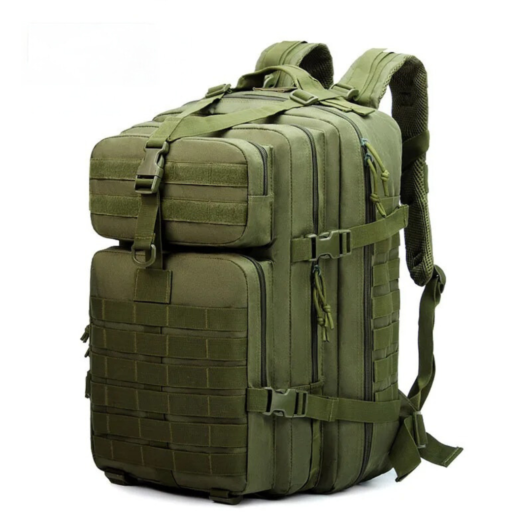 Zaino tattico militare impermeabile 50L – Zaino da esterno con scomparto antifurto e 14 tasche – Nylon verde militare