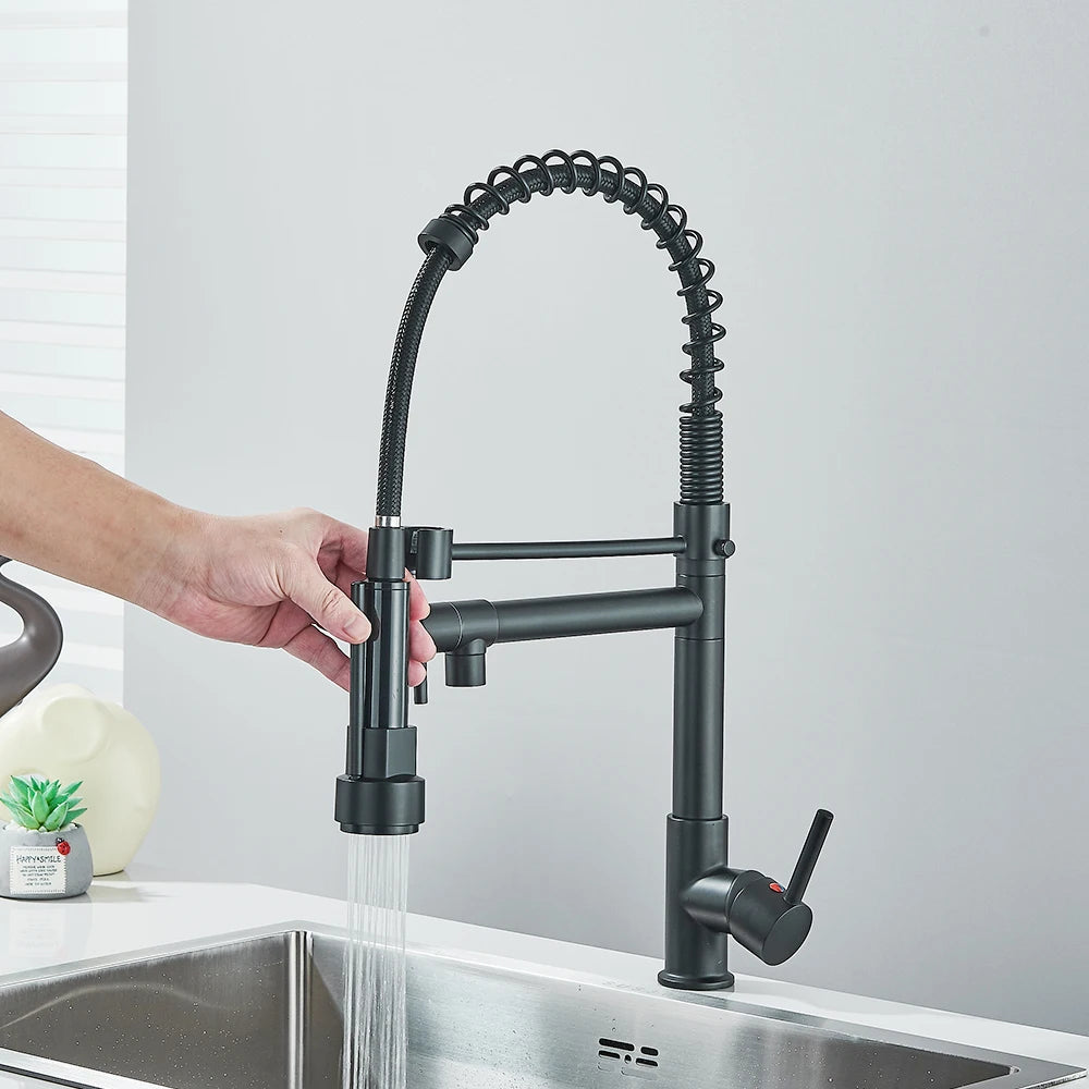 Rubinetto da cucina con doccetta nero con doccetta estraibile e rotazione a 360° – Design moderno per ogni cucina