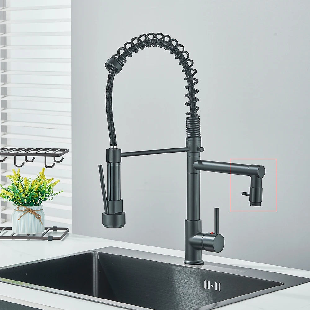 Rubinetto da cucina con doccetta nero con doccetta estraibile e rotazione a 360° – Design moderno per ogni cucina