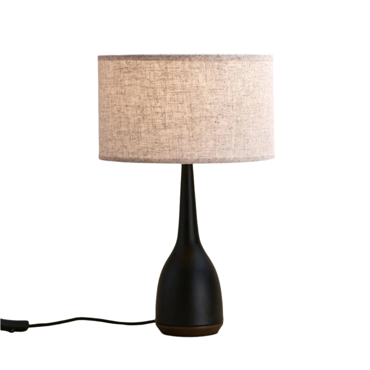 Jacob lampada da tavolo in legno nero con paralume beige – fatto a mano, luce calda, attacco E27, design elegante per ogni interno