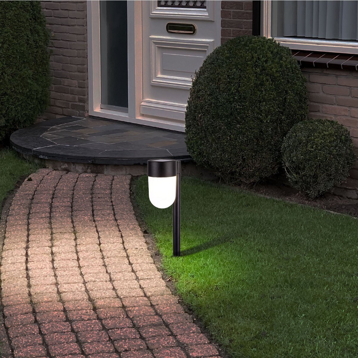 2x LED Solar Tuinspots "Sina" – Grondspieslampen op zonne-energie, zwart/wit, 47,2 cm, met schemersensor & USB