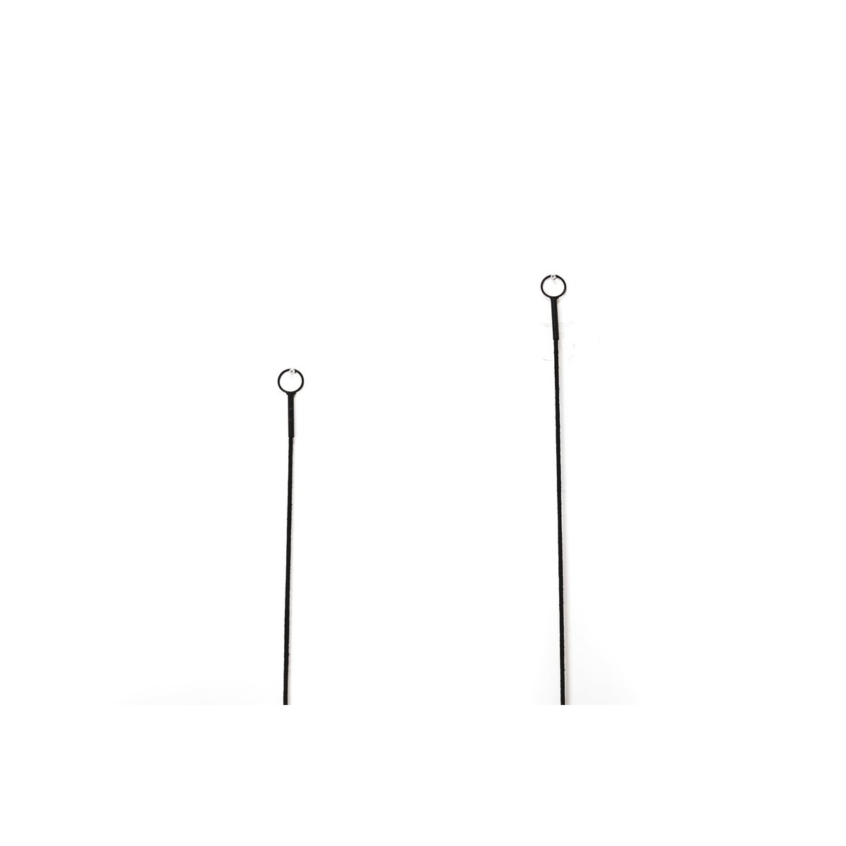 Set van 2 ronde wandspiegels zwart metaal – industriële spiegels met touw – 22x60 & 19x50 cm – modern design voor hal of woonkamer