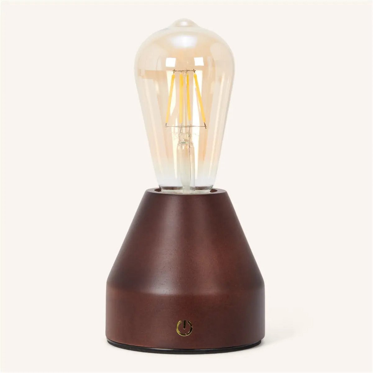 Zavi lampada da tavolo LED marrone scuro – lampada in legno ricaricabile wireless con funzione dimmer e durata della batteria di 80 ore | Tavellio Amsterdam