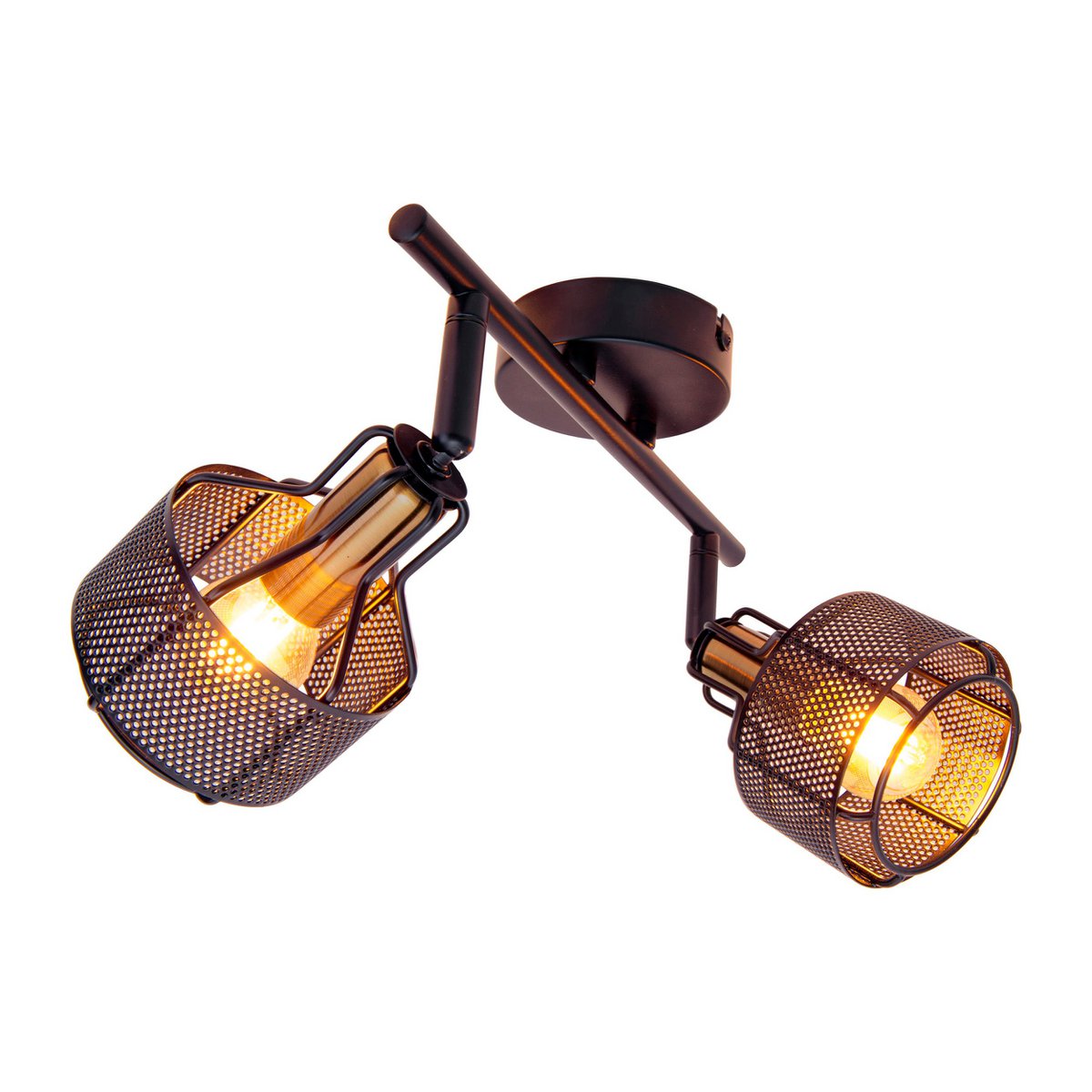 Foro plafoniera 2 vie nera in metallo | attacco E14 | stile retrò | illuminazione 80W per soggiorno, sala da pranzo e cucina | Näve Leuchten
