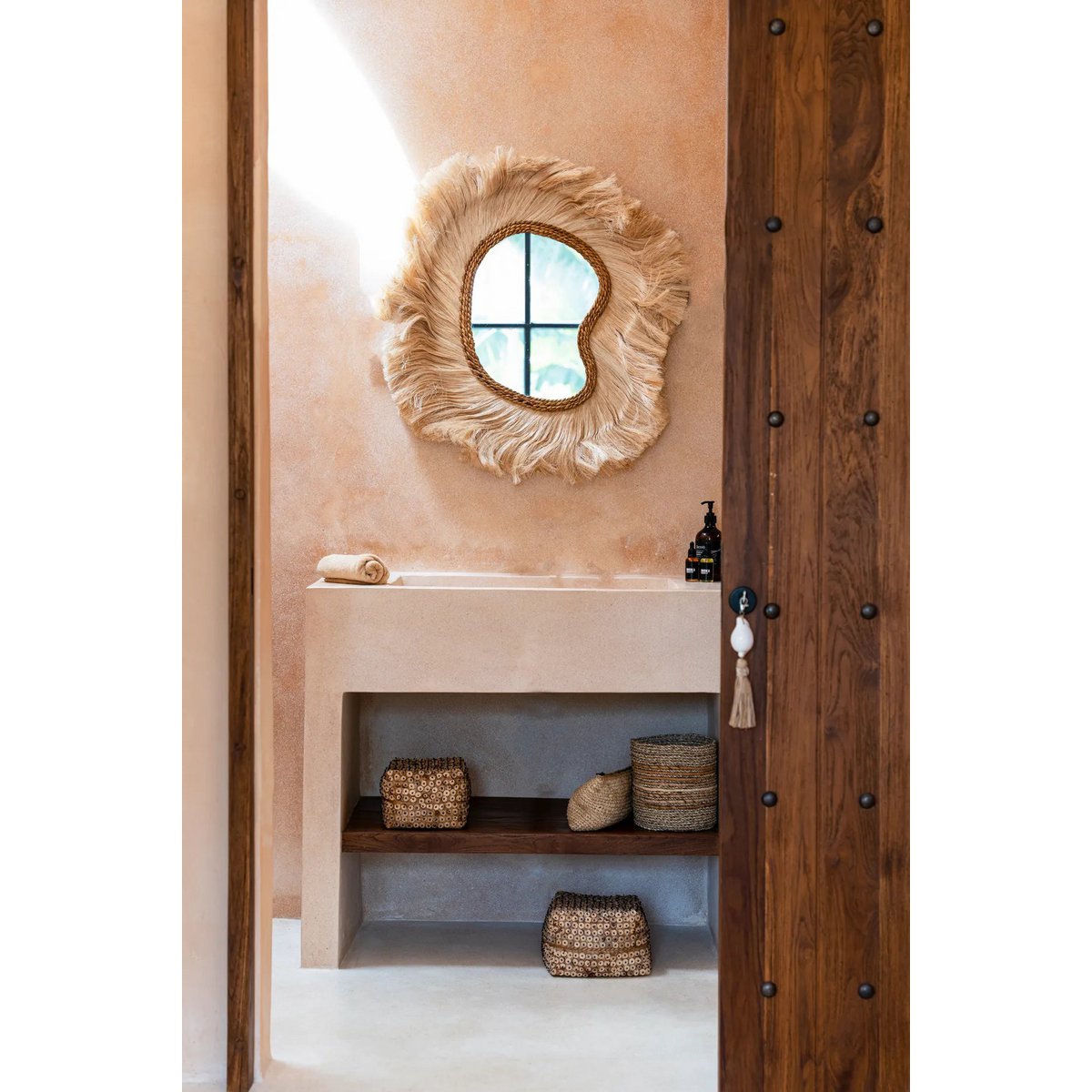 La Principessa spiegel naturel | Luxe wandspiegel met organisch frame | Groot formaat 90x80 cm