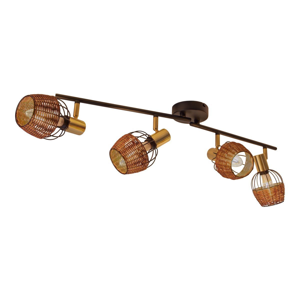 Lampada da soffitto nera e dorata con 4 faretti – illuminazione a binario in metallo Corbis 78 cm | E14 | per soggiorno, sala da pranzo o ufficio