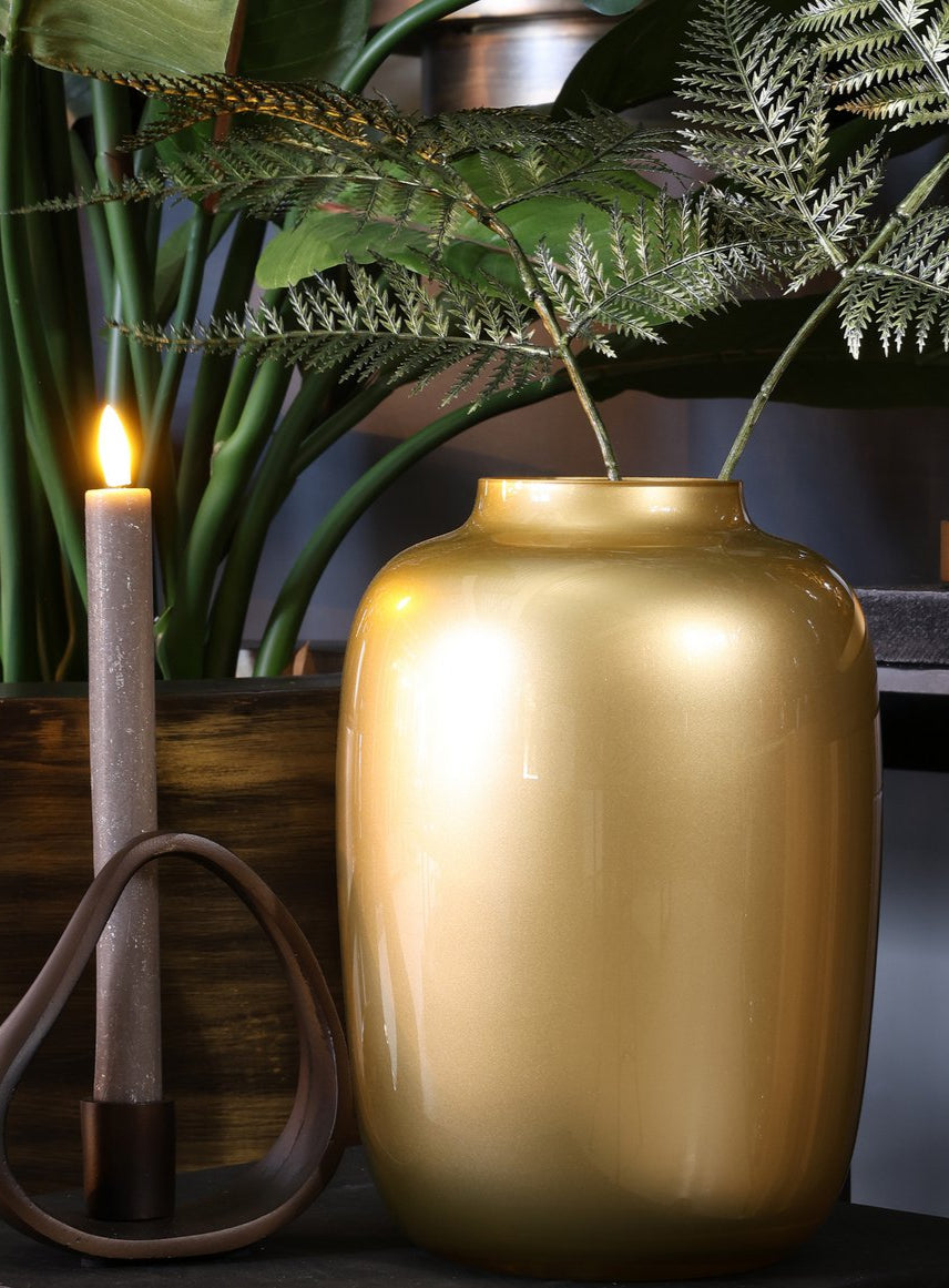 Artic Gold vaas mondgeblazen glas goudkleurig modern design decoratie voor droogbloemen diverse maten | Vase The World