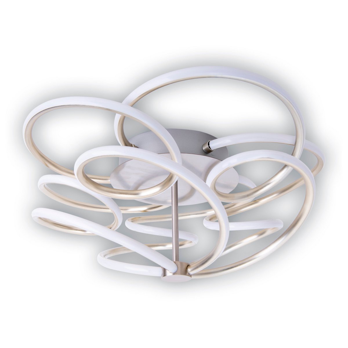 Lampada da soffitto LED Rizado Ø57 cm nichel satinato, dimmerabile in 3 fasi, illuminazione d'atmosfera per soggiorni e uffici