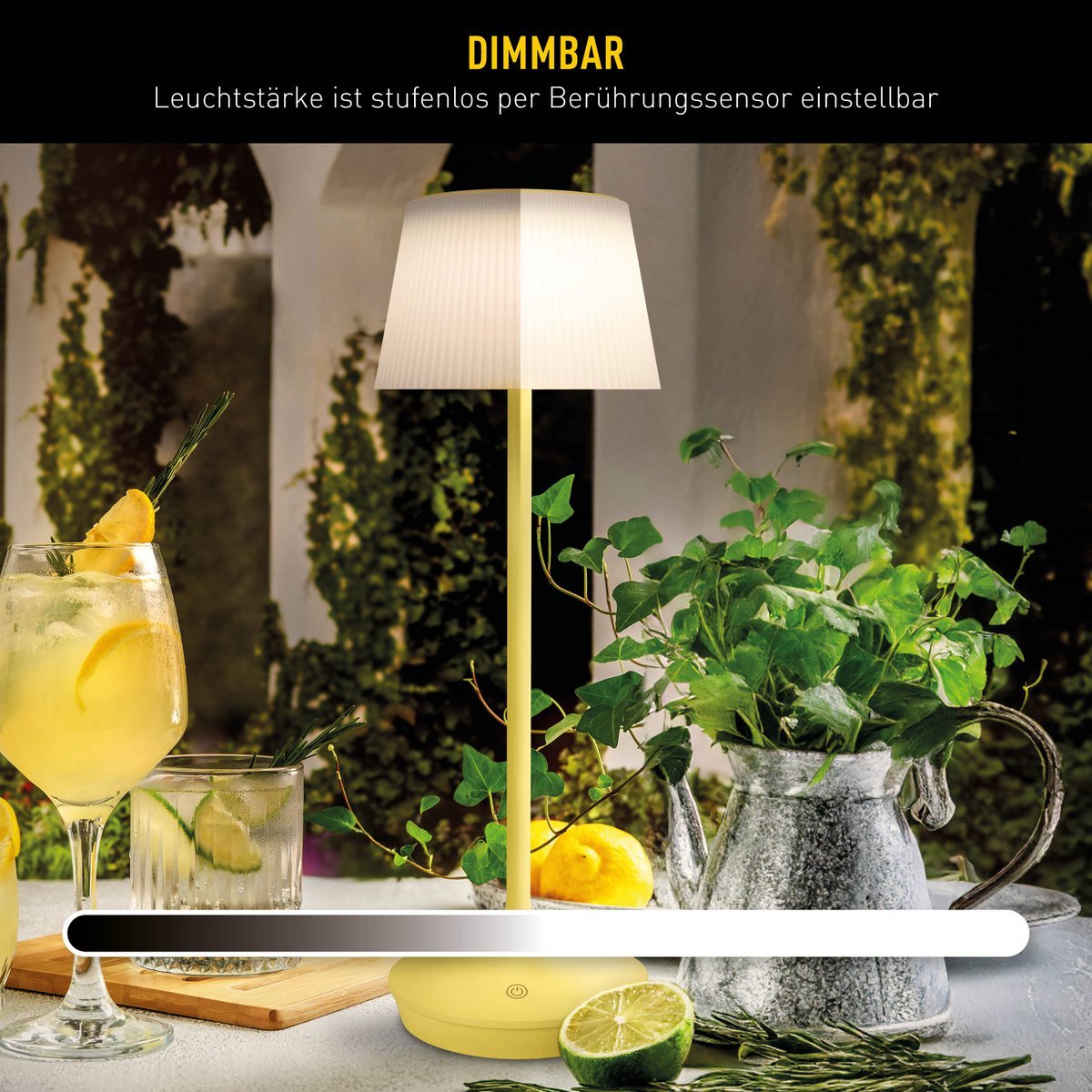 Solar Tafellamp "EMMI" | Dimbaar LED Tafellamp voor Buiten | Geel & Wit | CCT Technologie | IP44 Bescherming