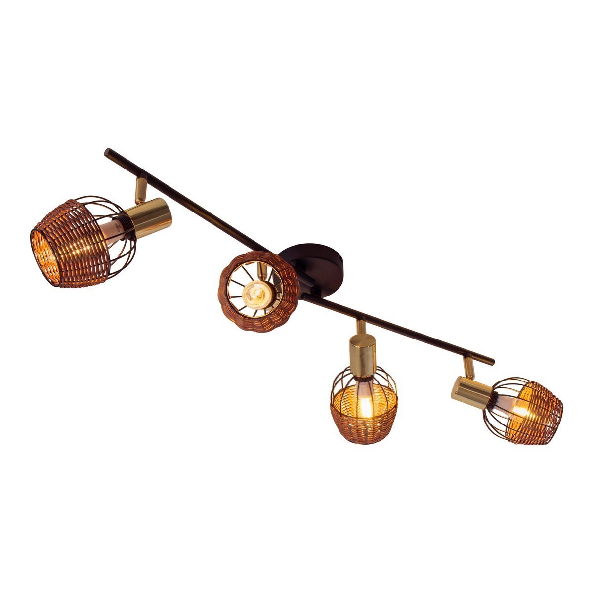 Lampada da soffitto nera e dorata con 4 faretti – illuminazione a binario in metallo Corbis 78 cm | E14 | per soggiorno, sala da pranzo o ufficio