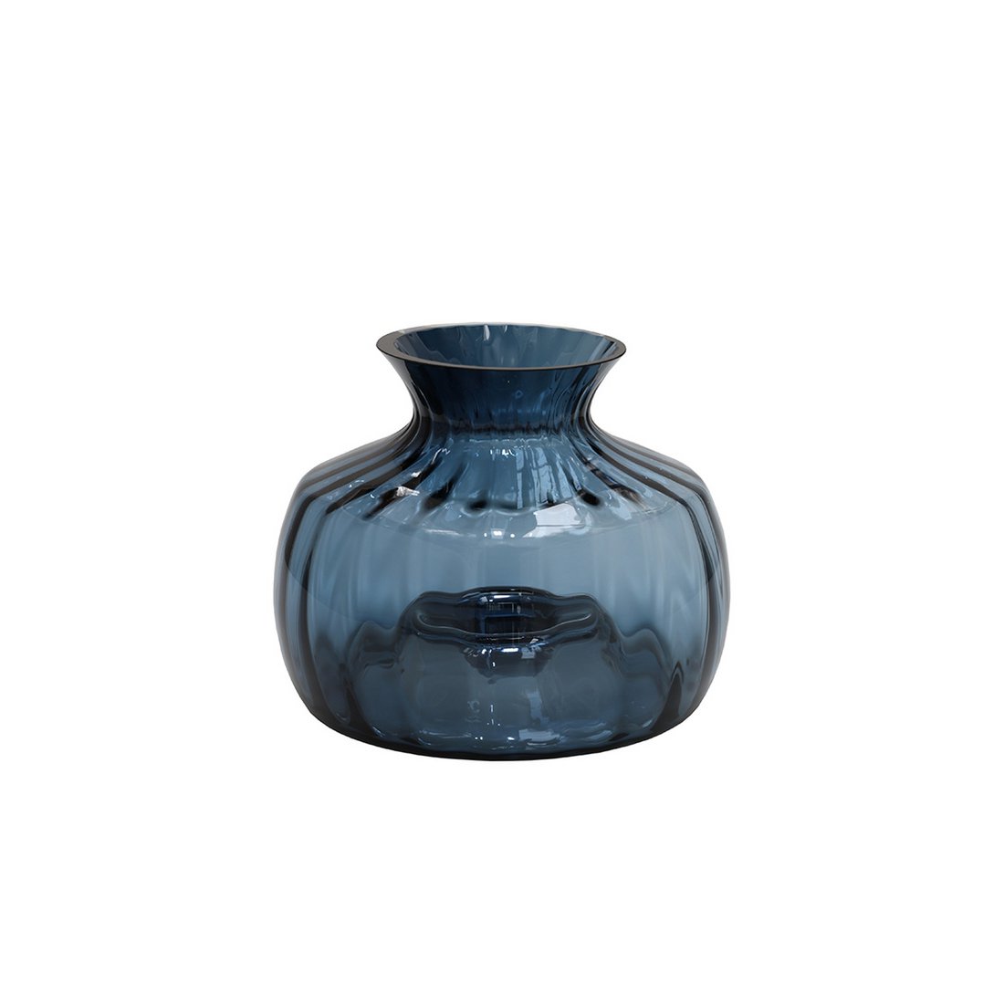 Glyde Blue Vaas – Mondgeblazen Design Vaas Ø18,5xH14,5cm van Dik Blauw Glas – Gelimiteerde editie
