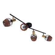 Lampada da soffitto nera e dorata con 4 faretti – illuminazione a binario in metallo Corbis 78 cm | E14 | per soggiorno, sala da pranzo o ufficio