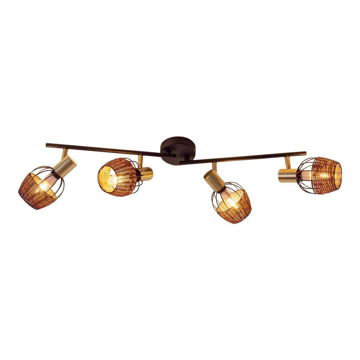 Lampada da soffitto nera e dorata con 4 faretti – illuminazione a binario in metallo Corbis 78 cm | E14 | per soggiorno, sala da pranzo o ufficio