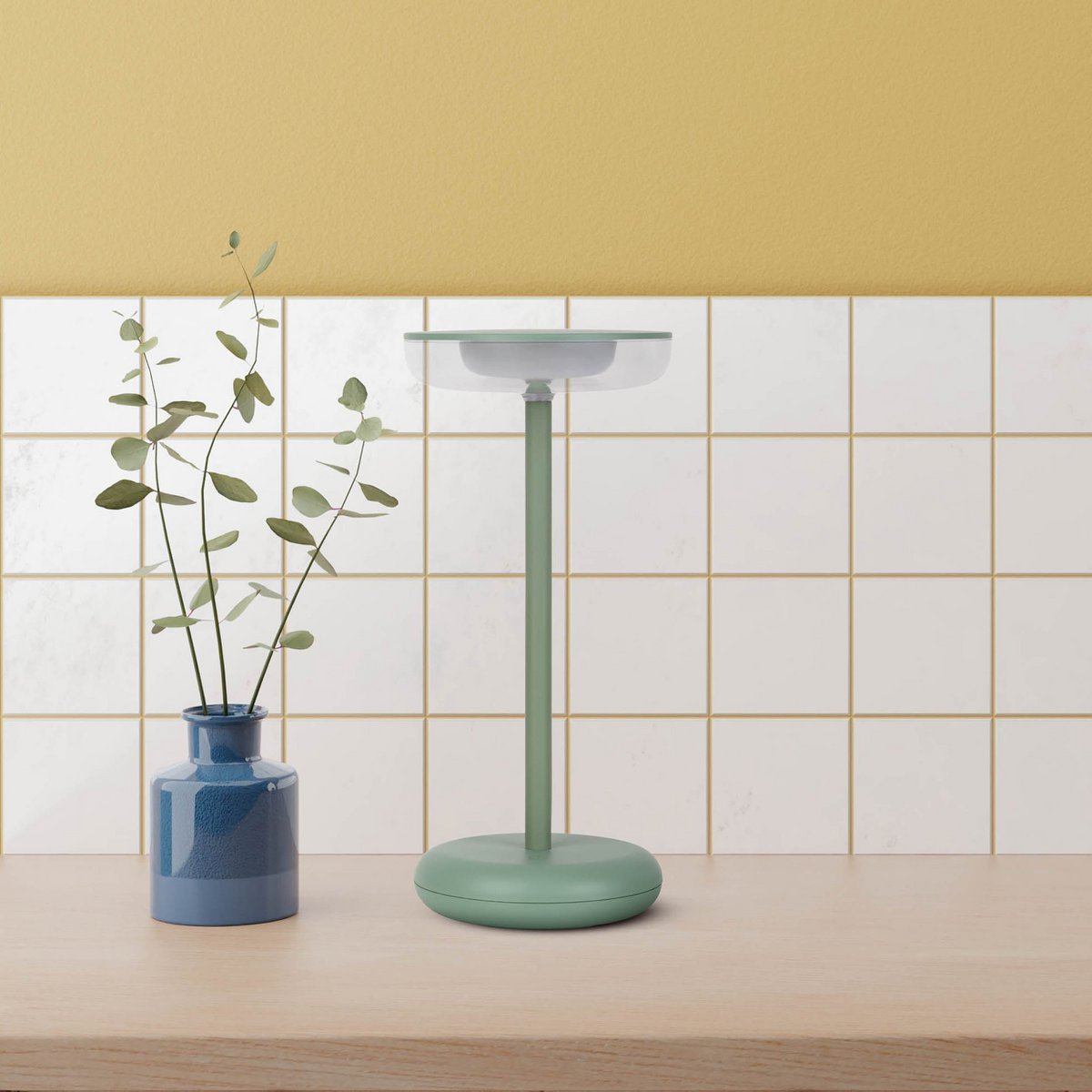 LED tafellamp PASI – Dimbare oplaadbare lamp met touch en geheugenfunctie – mintgroen – voor binnen & buiten – IP44 – 26 cm