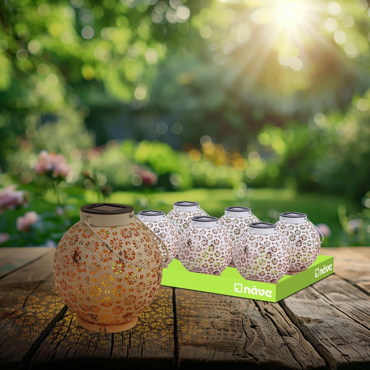 LED Decoratieve Solar Buitenlamp met Bloemenmotief – Stijlvolle Tuinverlichting in Wit