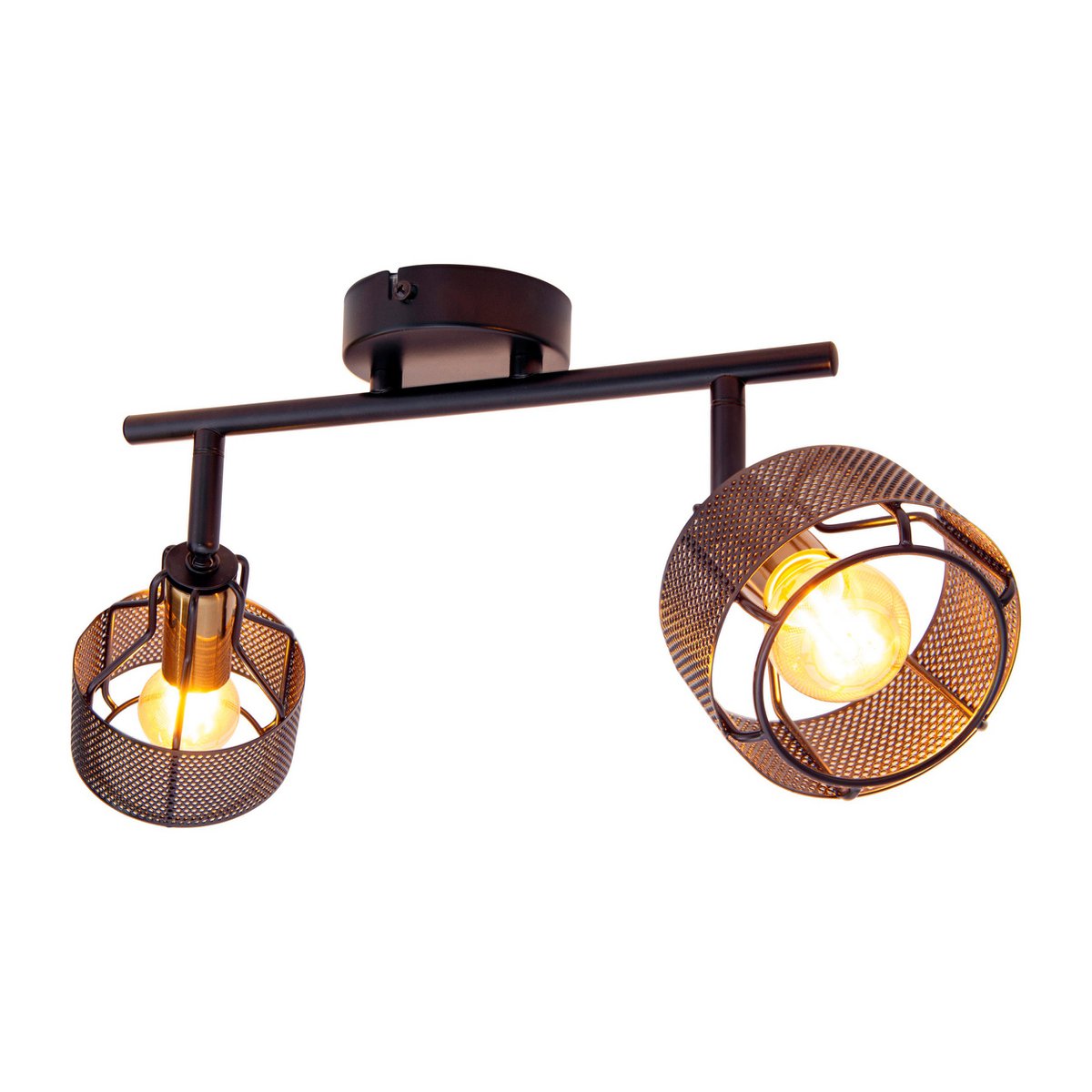 Foro plafoniera 2 vie nera in metallo | attacco E14 | stile retrò | illuminazione 80W per soggiorno, sala da pranzo e cucina | Näve Leuchten