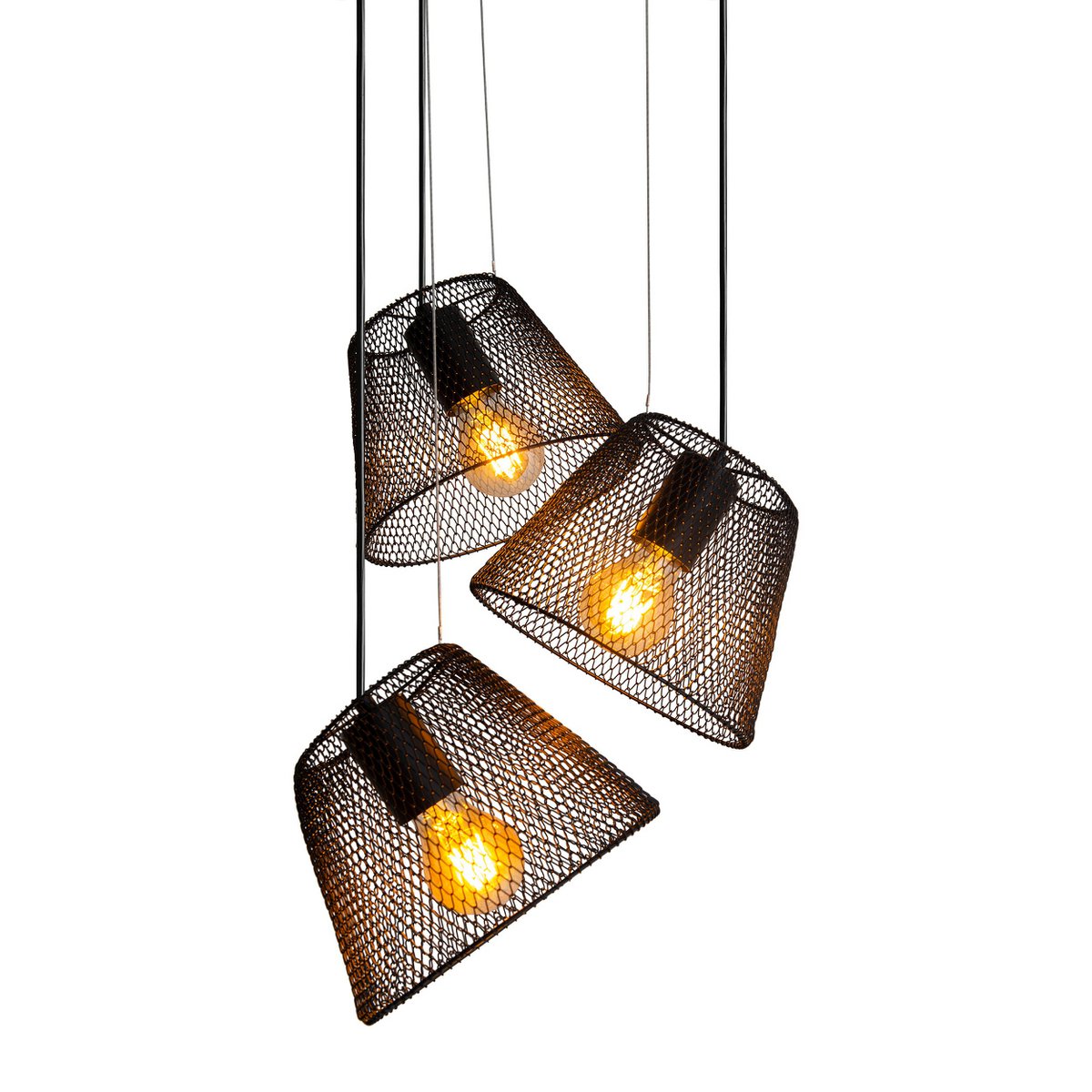 lampadario 3-zits Korie nero Ø30 cm | lunghezza di sospensione regolabile | illuminazione in stile retrò per soggiorno e ufficio