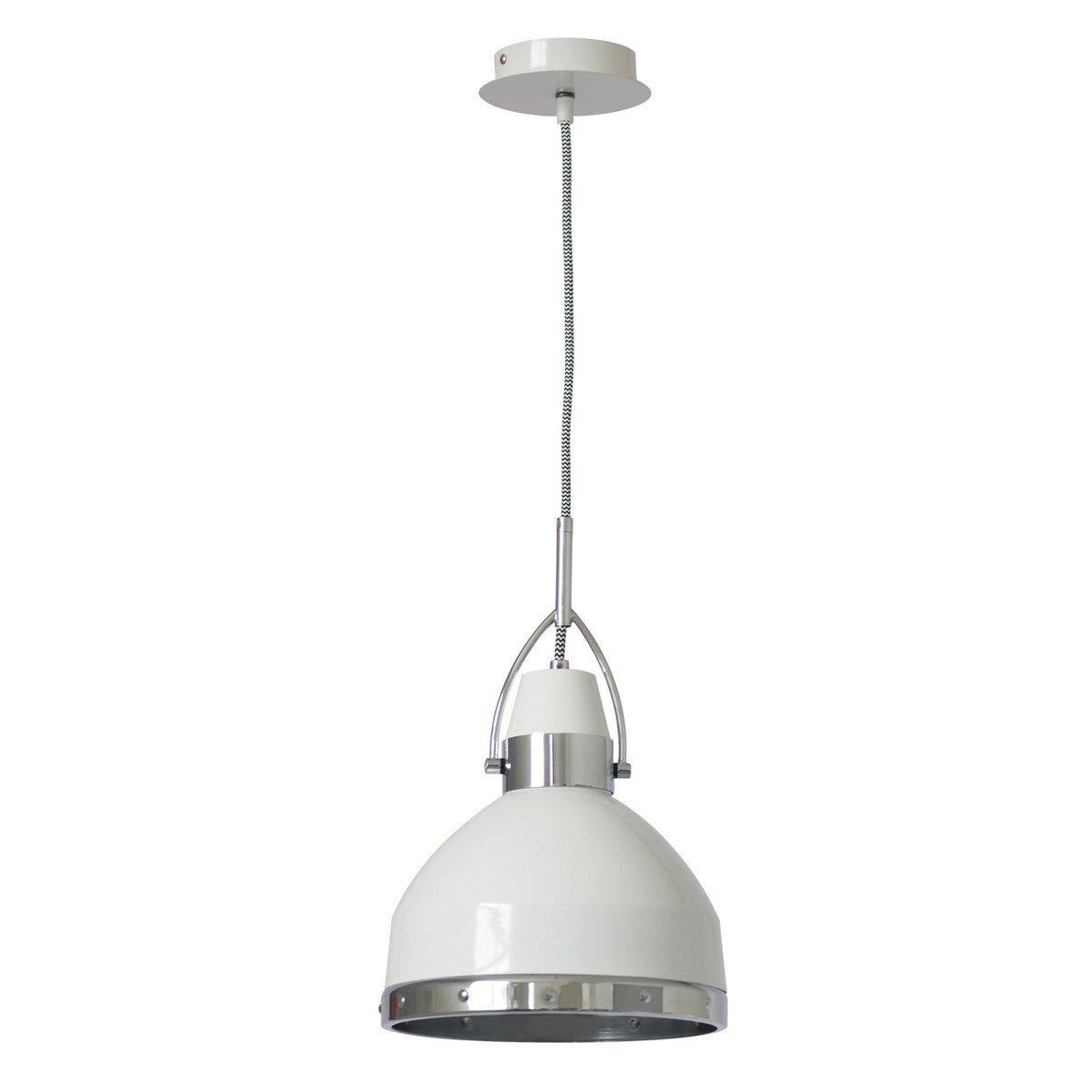 Lampada a sospensione vintage bianca Cottage, diametro 22,8 cm, 40W, dimmerabile, design in metallo per cucina e soggiorno