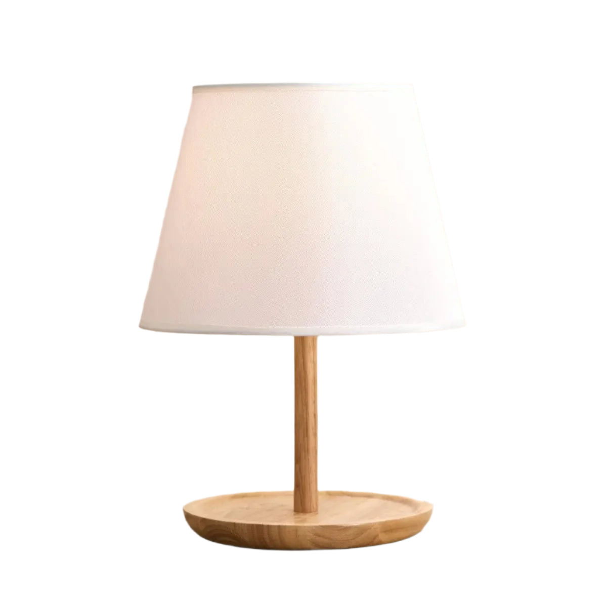 Lampada da tavolo Emily in legno marrone chiaro con paralume color crema – fatta a mano, sostenibile e elegante per ogni interno