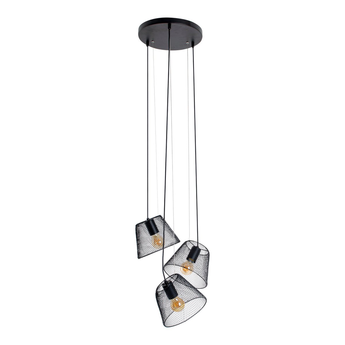lampadario 3-zits Korie nero Ø30 cm | lunghezza di sospensione regolabile | illuminazione in stile retrò per soggiorno e ufficio
