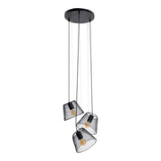 lampadario 3-zits Korie nero Ø30 cm | lunghezza di sospensione regolabile | illuminazione in stile retrò per soggiorno e ufficio