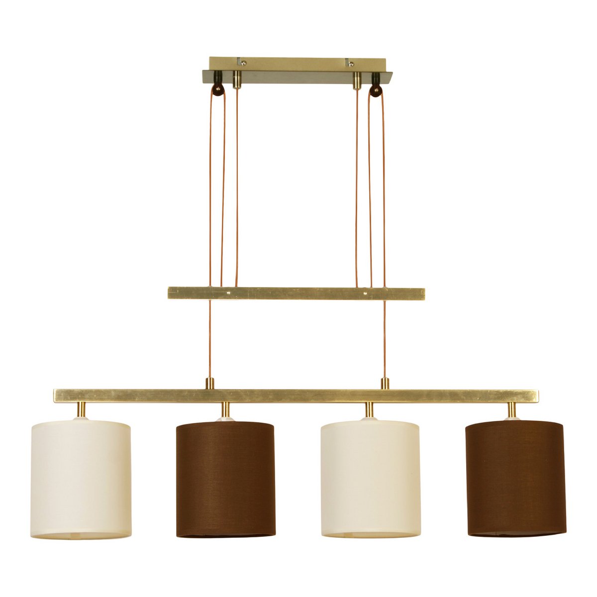 Lampada a sospensione a 4 luci TILDE – lampada a barra classica regolabile in marrone e beige con attacchi E27 | 86 cm | Per sala da pranzo o tavolo da cucina
