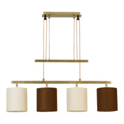 Lampada a sospensione a 4 luci TILDE – lampada a barra classica regolabile in marrone e beige con attacchi E27 | 86 cm | Per sala da pranzo o tavolo da cucina