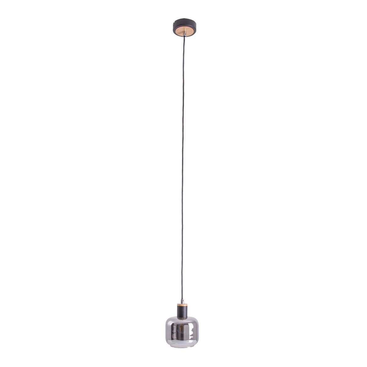 Lampada a sospensione nera Fumoso | Lampada a sospensione in metallo e vetro stile retrò E14 per sala da pranzo, soggiorno e ufficio, lunga 120 cm