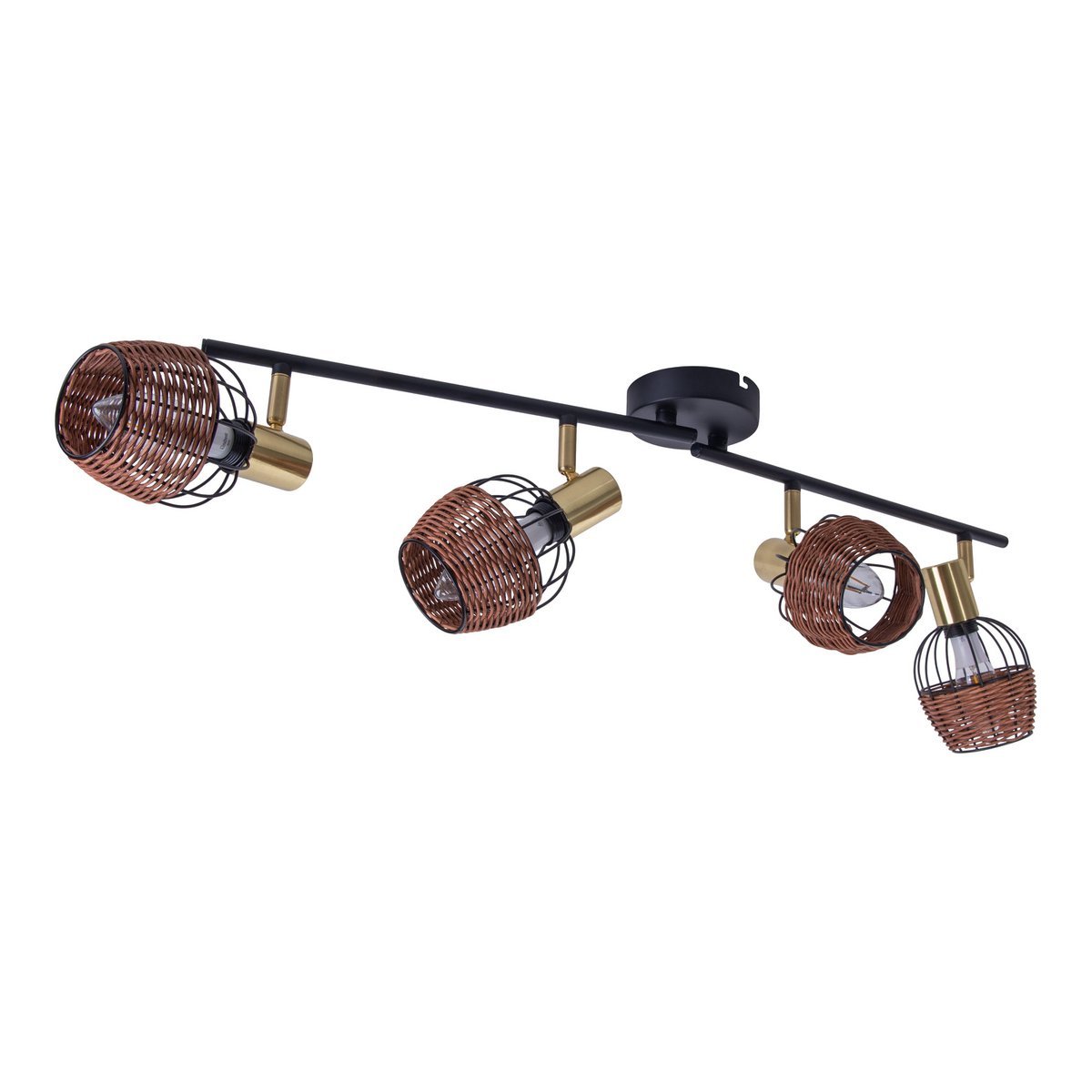 Lampada da soffitto nera e dorata con 4 faretti – illuminazione a binario in metallo Corbis 78 cm | E14 | per soggiorno, sala da pranzo o ufficio