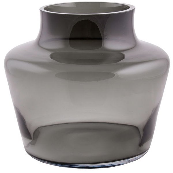 Coral Grey glazen vaas mondgeblazen design Ø22,5 x H22 cm | Stijlvolle decoratie vaas grijs glas | Vase The World
