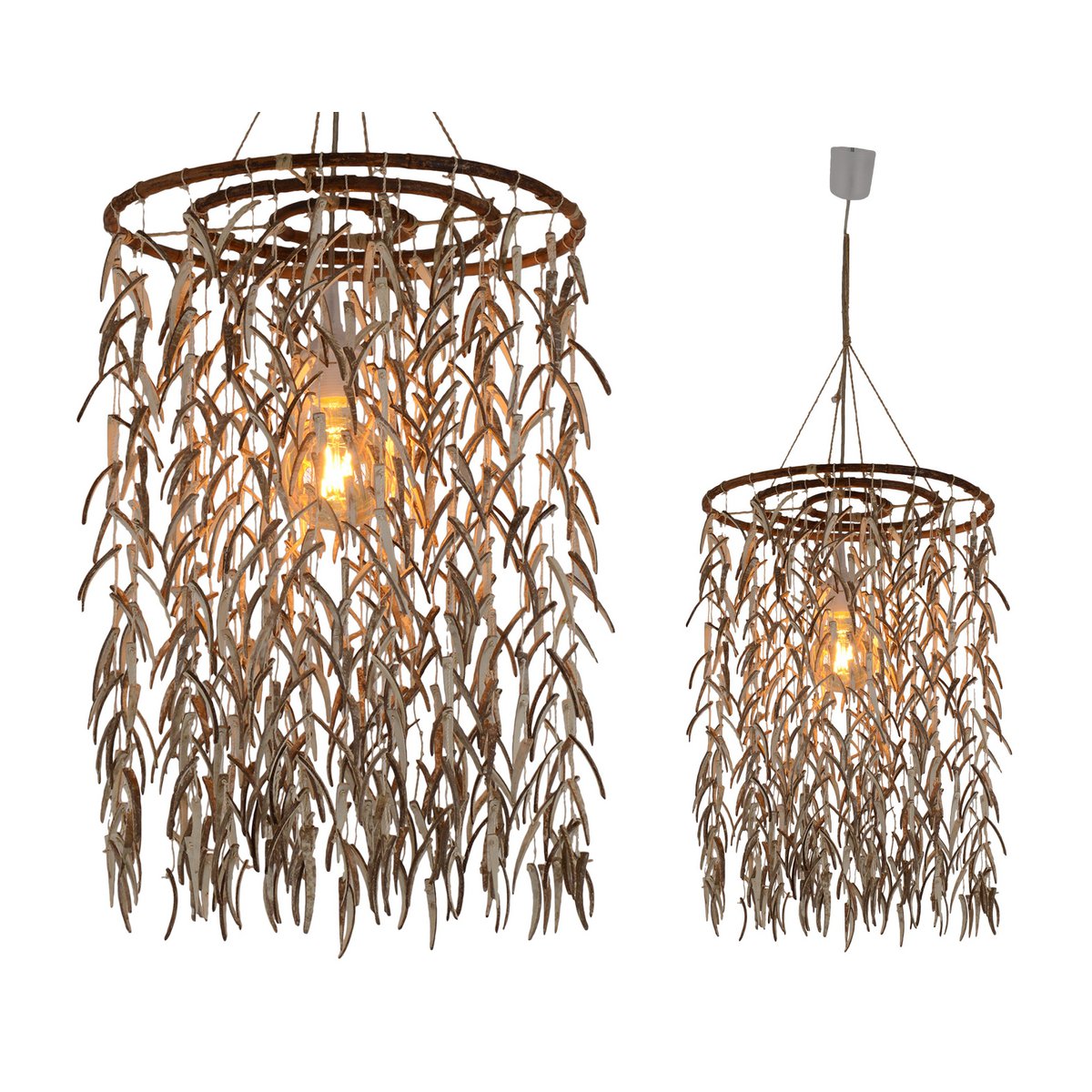 Lampada a sospensione in legno Cocco Ø40 cm beige illuminazione naturale sala da pranzo soggiorno a risparmio energetico