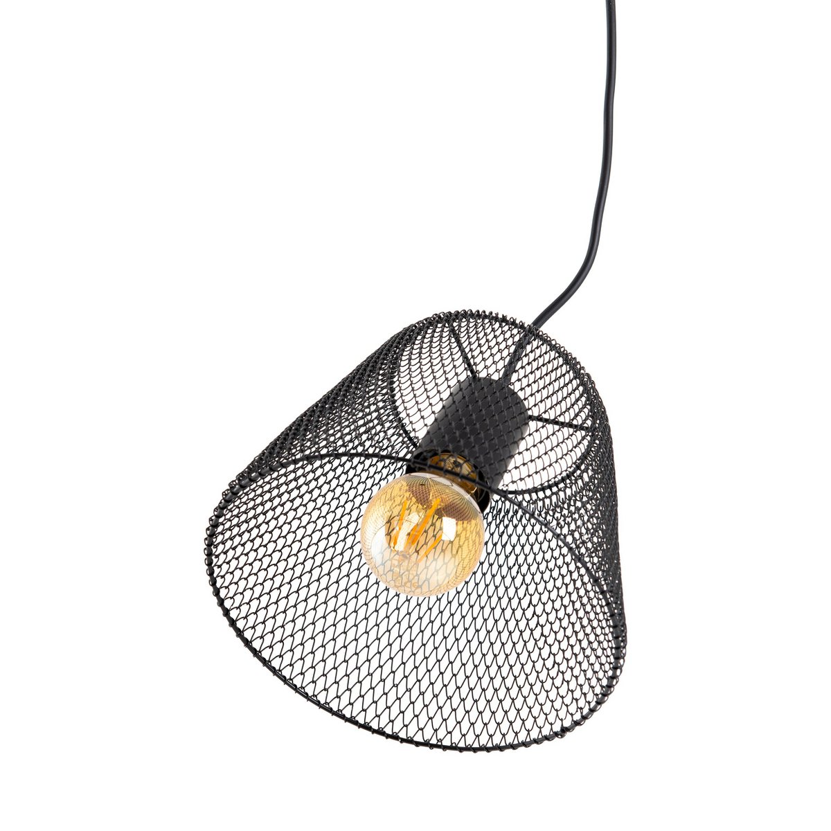 Lampada a sospensione in metallo nero Korie Ø20cm | Attacco E27 | Stile retrò per soggiorno, cucina e ufficio