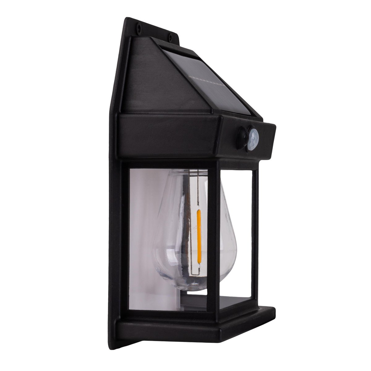 set di 2 lampade da parete Mira Solar nere | Resistente alle intemperie, con sensore, luce LED bianca calda per esterni