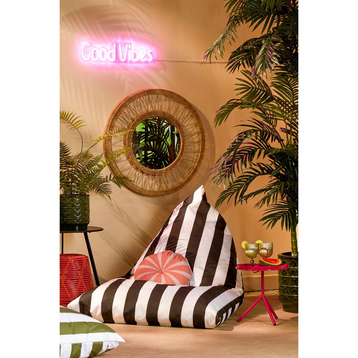 Ludy Wandspiegel Rond Ø70 cm Lichtbruin Jute | Bohemian Spiegel voor Woonkamer, Hal of Slaapkamer