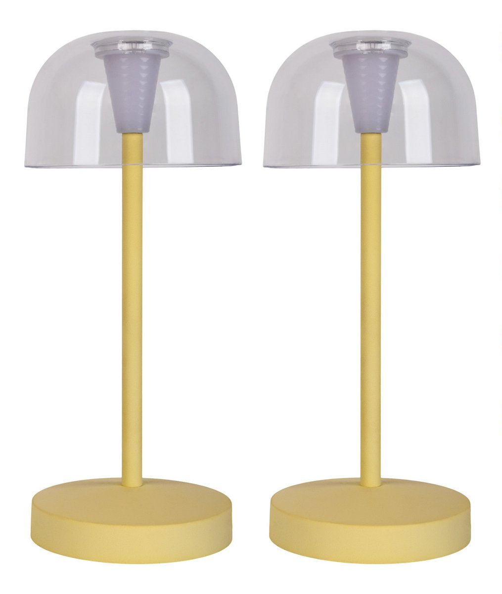Set van 2 dimbare LED tafellampen op batterij geel – 18,5 cm hoog, waterbestendig IP54 – Näve “Gomba”