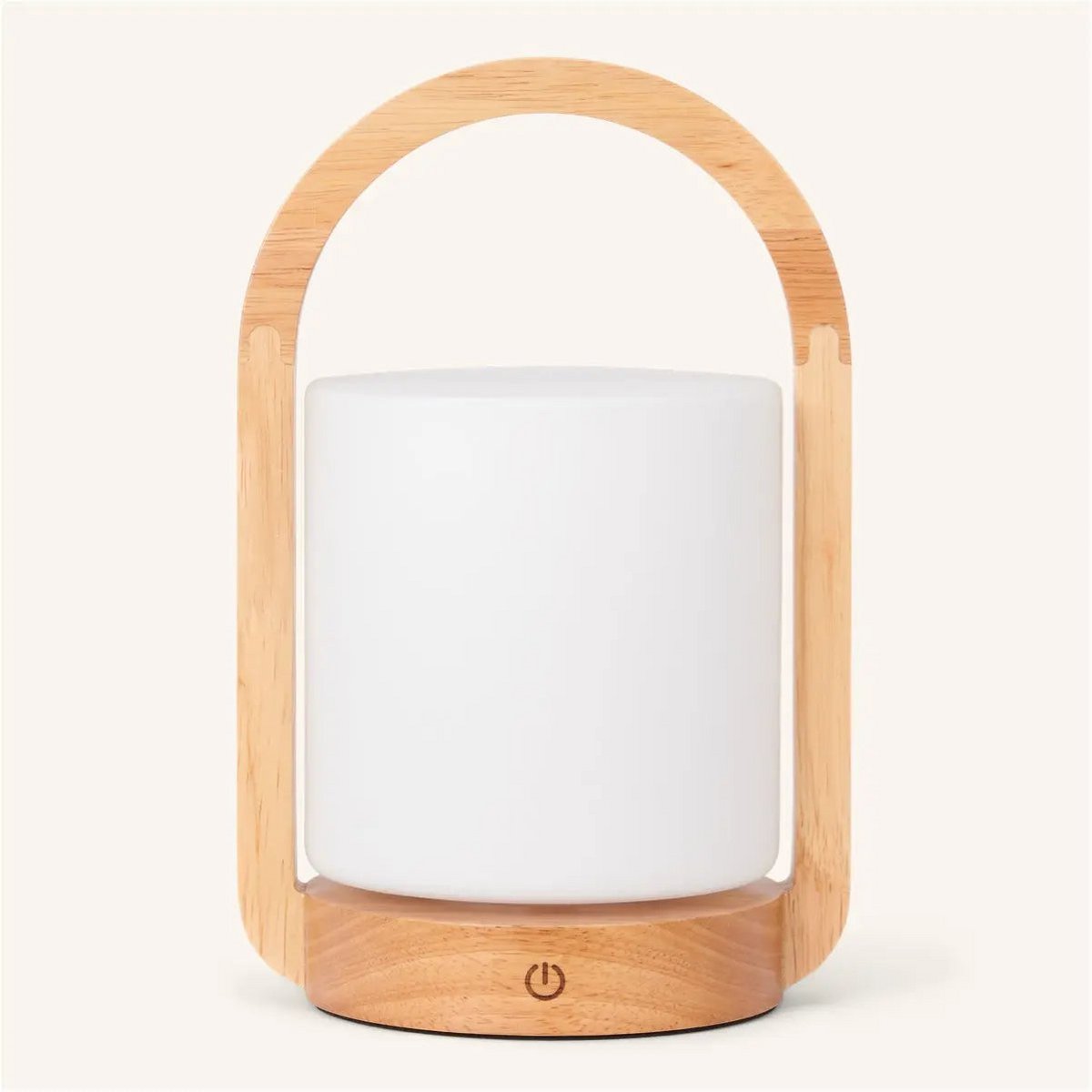 George lampada da tavolo ricaricabile in legno con vetro satinato e manico | Senza fili, dimmerabile e luce calda – fino a 100 ore di batteria