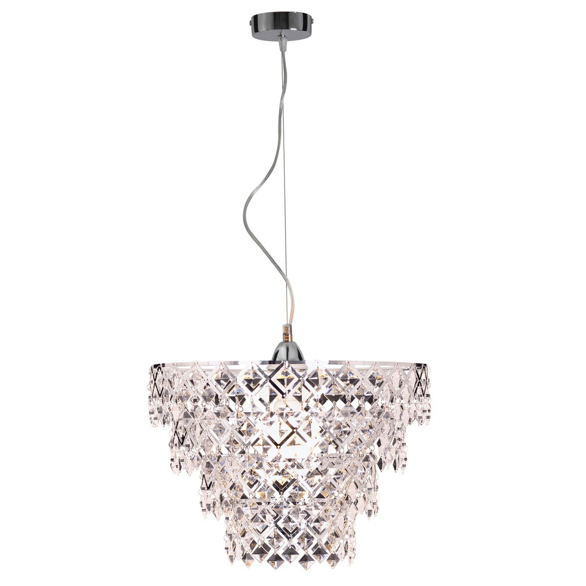 Lampada a sospensione acrilica Fancy 38 cm | Lampadario moderno cromato | Attacco E27 | Illuminazione elegante per soggiorno e sala da pranzo