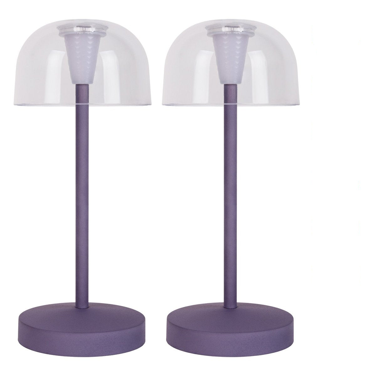 Set van 2 LED tafellampen Gomba – draadloos en oplaadbaar – binnen & buiten – bramenkleur – sfeerverlichting 18,5 cm