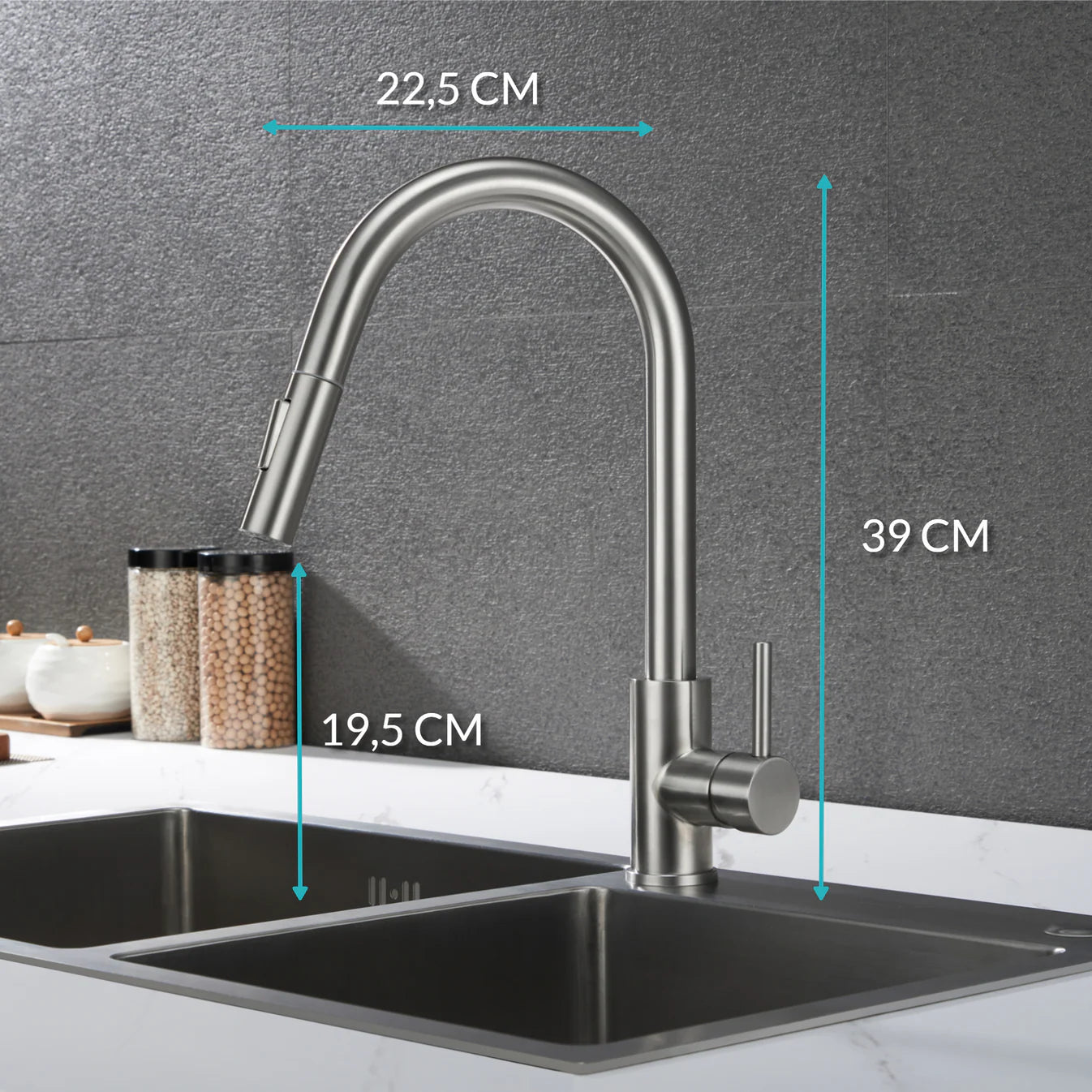 Ele | Rubinetto da cucina con doccetta estraibile inox