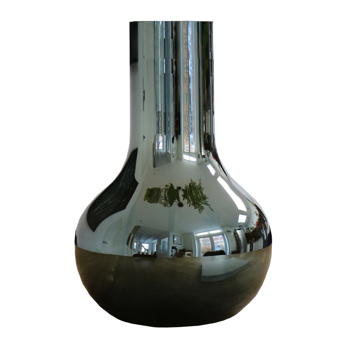 Seim glazen vaas gloss grey Ø25,5 x H37 cm | bolvorm | spiegelend glas | mondgeblazen | Vase The World