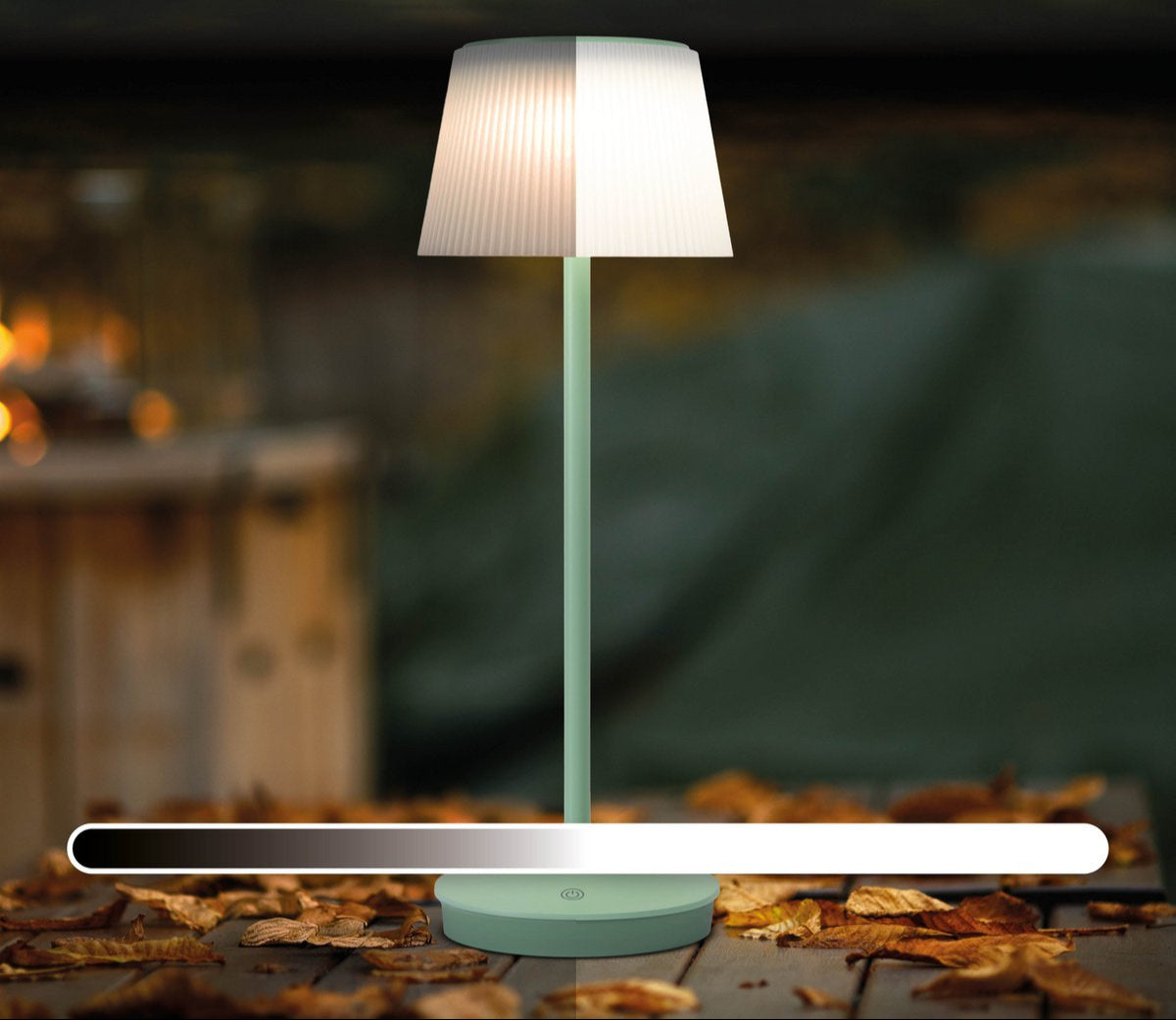 Dimbare solar tafellamp “Emmi” mintgroen | 38 cm hoog | Buitenlamp op batterij met CCT-lichtregeling en IP44 bescherming