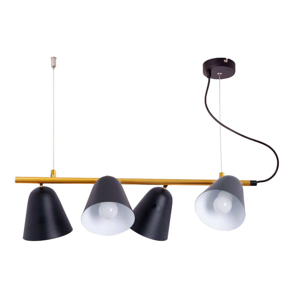 Lampadario nero a 4 luci Triton – Design industriale con attacchi E27, ideale per sala da pranzo, soggiorno o ufficio