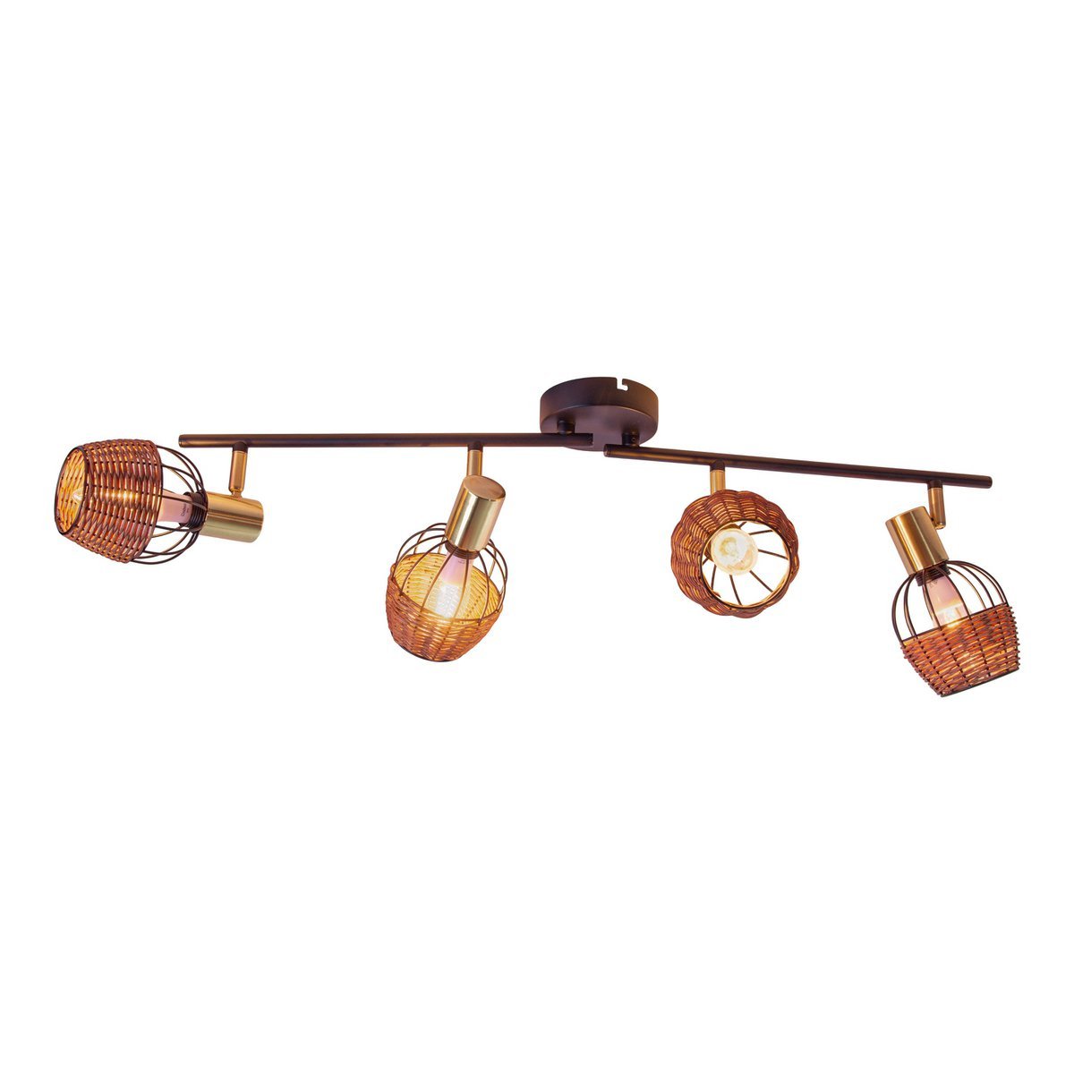 Lampada da soffitto nera e dorata con 4 faretti – illuminazione a binario in metallo Corbis 78 cm | E14 | per soggiorno, sala da pranzo o ufficio